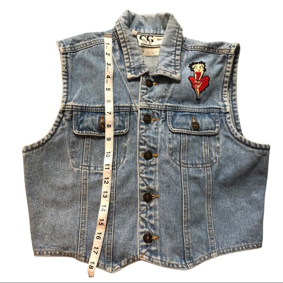 Betty Boop Denim Vest 1990’s light washed denim Size Large - Picture 13 of 14